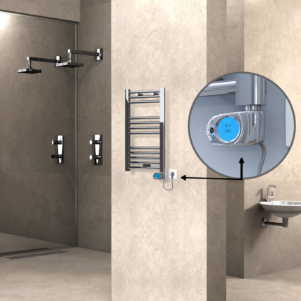 Radiva Haiti Elektrikli Havlupan 400x700 Düz Krom (Musa Termostat) 200 Watt - 1HAI04000700DK1PE3020 - Elektrikli Havlupan