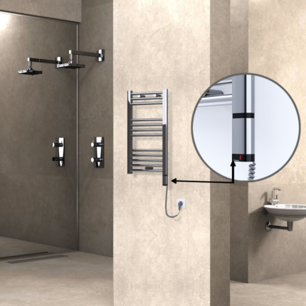 Radiva Haiti Elektrikli Havlupan 400x700 Düz Krom (OneD On/Off ) Sağ 200 Watt - 1HAI04000700DK1PE8020 - Elektrikli Havlupan