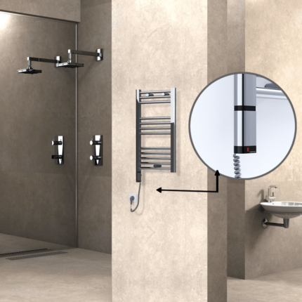 Radiva Haiti Elektrikli Havlupan 400x700 Düz Krom (OneD On/Off ) Sol 200 Watt - 1HAI04000700DK1PE9020 - Elektrikli Havlupan