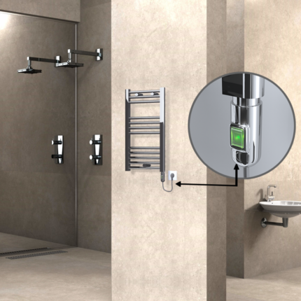 Radiva Haiti Elektrikli Havlupan 400x700 Düz Krom (On/Off Düğmeli) 200 Watt - 1HAI04000700DK1PE1020 - Elektrikli Havlupan