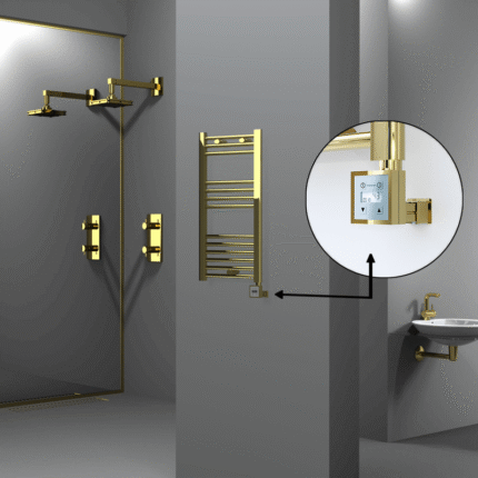 Radiva Haiti Elektrikli Havlupan 400x800 Düz Altın Parlak (KTX3 Termostat) 200 Watt