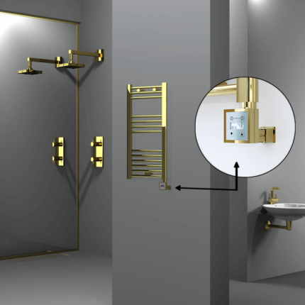 Radiva Haiti Elektrikli Havlupan 400x800 Düz Altın Parlak (KTX3 Termostat) 200 Watt - 1HAI04000800DK2PE7020 - Elektrikli Havlupan