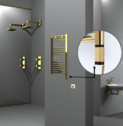 Radiva Haiti Elektrikli Havlupan 400x800 Düz Altın Parlak (OneD On/Off ) Sağ 200 Watt