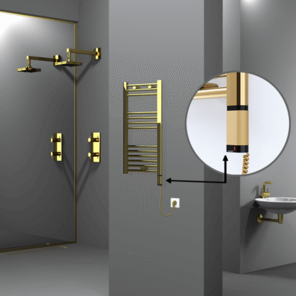 Radiva Haiti Elektrikli Havlupan 400x800 Düz Altın Parlak (OneD On/Off ) Sağ 200 Watt