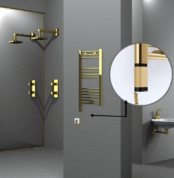 Radiva Haiti Elektrikli Havlupan 400x800 Düz Altın Parlak (OneD On/Off ) Sol 200 Watt