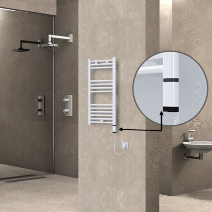 Radiva Haiti Elektrikli Havlupan 400x800 Düz Beyaz Parlak (OneD On/Off ) Sağ 300 Watt - 1HAI04000800DB1PE8030