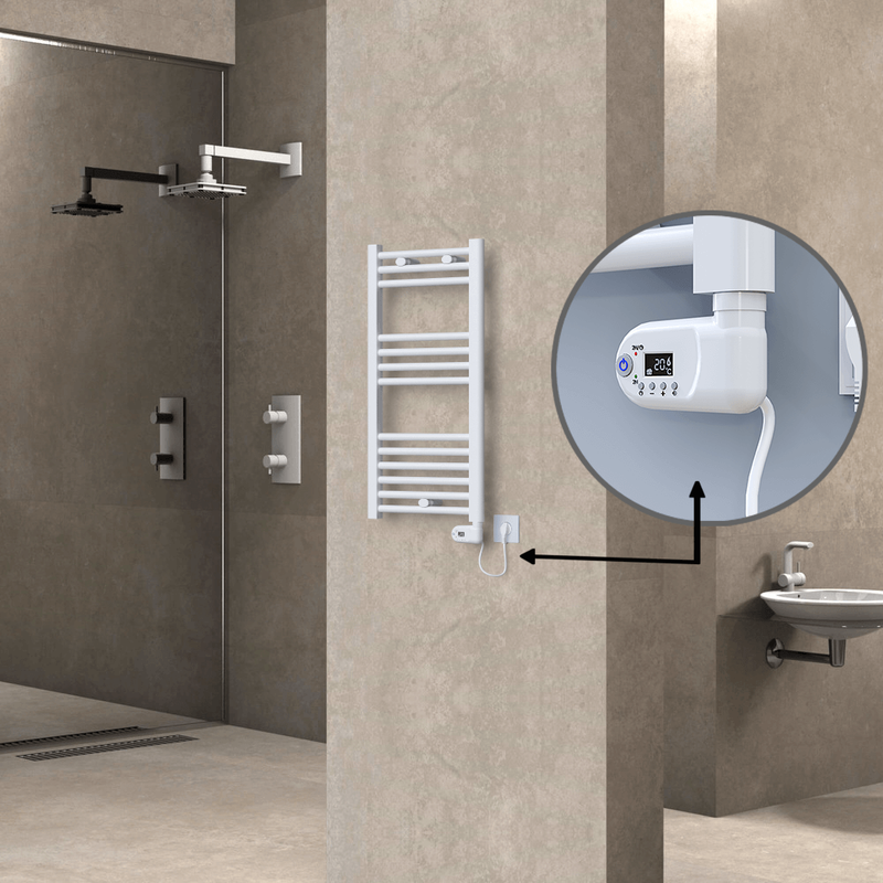 Radiva Haiti Elektrikli Havlupan 400x800 Düz Beyaz Parlak (Thesis Termostat) 300 Watt