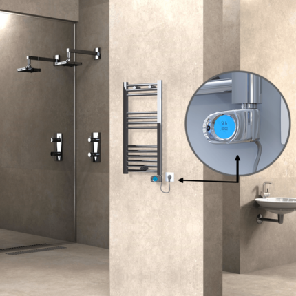 Radiva Haiti Elektrikli Havlupan 400x800 Düz Krom (Musa Termostat) 200 Watt - 1HAI04000800DK1PE3020 - Elektrikli Havlupan