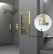 Radiva Haiti Elektrikli Havlupan 500x1100 Düz Altın Parlak (KTX3 Termostat) 300 Watt