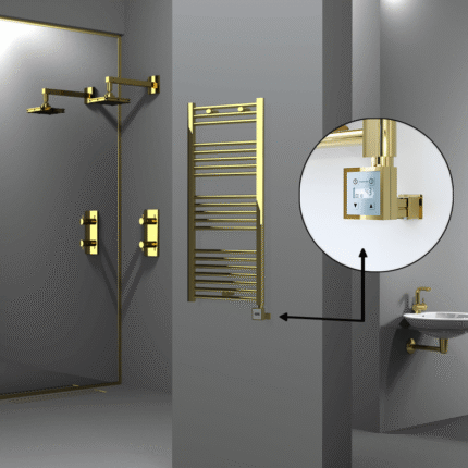 Radiva Haiti Elektrikli Havlupan 500x1100 Düz Altın Parlak (KTX3 Termostat) 300 Watt