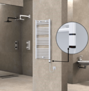 Radiva Haiti Elektrikli Havlupan 500x1100 Düz Beyaz Parlak (OneD On/Off ) Sağ 300 Watt - 1HAI05001100DB1PE8030 - Elektrikli Havlupan