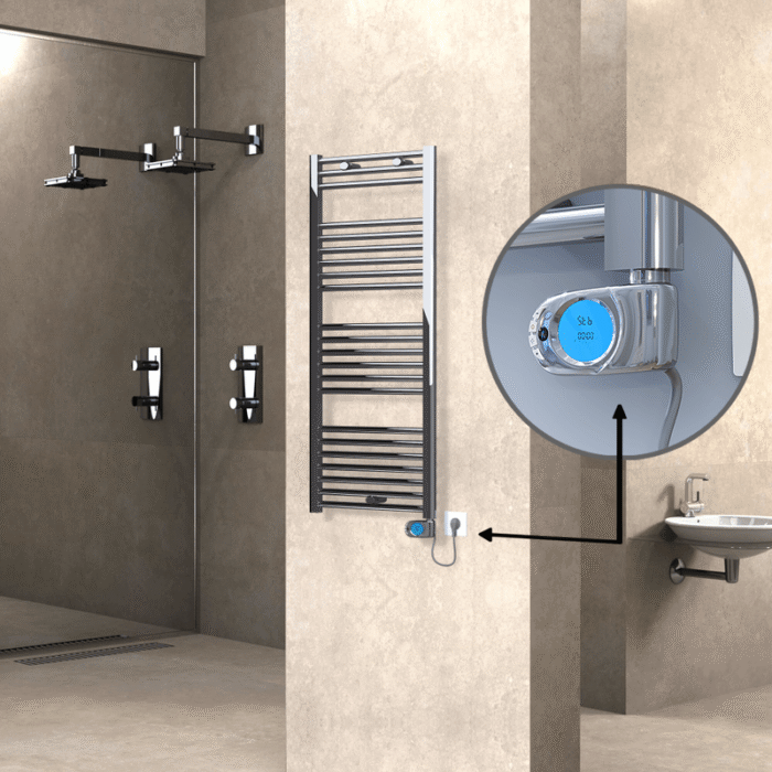 Radiva Haiti Elektrikli Havlupan 500x1200 Düz Krom (Musa Termostat) 300 Watt - 1HAI05001200DK1PE3030