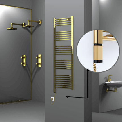 Radiva Haiti Elektrikli Havlupan 500x1500 Düz Altın Parlak (OneD On/Off ) Sol 300 Watt - 1HAI05001500DK2PE9030 - Elektrikli Havlupan