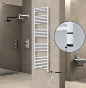 Radiva Haiti Elektrikli Havlupan 500x1800 Düz Beyaz Parlak (OneD On/Off ) Sağ 600 Watt - 1HAI05001800DB1PE8060 - Elektrikli Havlupan