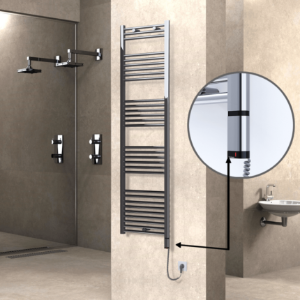 Radiva Haiti Elektrikli Havlupan 500x1800 Düz Krom (OneD On/Off ) Sağ 300 Watt - 1HAI05001800DK1PE8030 - Elektrikli Havlupan