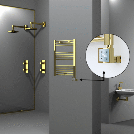 Radiva Haiti Elektrikli Havlupan 500x700 Düz Altın Parlak (KTX3 Termostat) 200 Watt