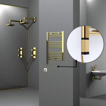 Radiva Haiti Elektrikli Havlupan 500x700 Düz Altın Parlak (OneD On/Off ) Sol 200 Watt