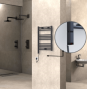 Radiva Haiti Elektrikli Havlupan 500x700 Düz Antrasit Texture (OneD On/Off ) Sol 300 Watt - 1HAI05000700DB2TE9030 - Elektrikli Havlupan