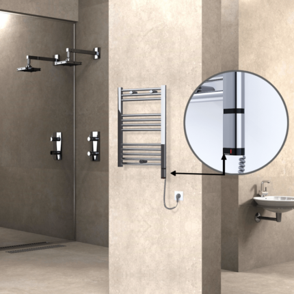 Radiva Haiti Elektrikli Havlupan 500x700 Düz Krom (OneD On/Off ) Sağ 200 Watt - 1HAI05000700DK1PE8020 - Elektrikli Havlupan