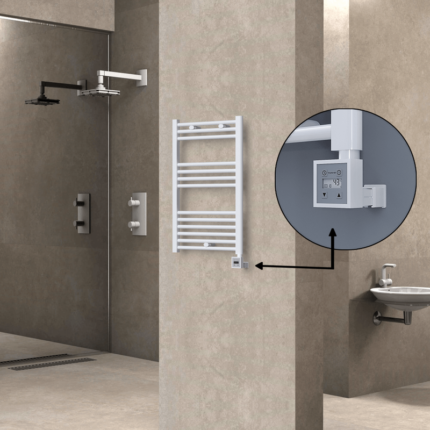 Radiva Haiti Elektrikli Havlupan 500x800 Düz Beyaz Parlak (KTX3 Termostat) 300 Watt - 1HAI05000800DB1PE7030 - Elektrikli Havlupan