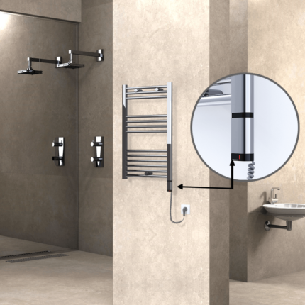 Radiva Haiti Elektrikli Havlupan 500x800 Düz Krom (OneD On/Off ) Sağ 200 Watt - 1HAI05000800DK1PE8020 - Elektrikli Havlupan