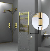 Radiva Haiti Elektrikli Havlupan 600x1000 Düz Altın Parlak (OneD On/Off ) Sağ 300 Watt