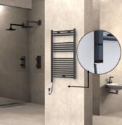 Radiva Haiti Elektrikli Havlupan 600x1000 Düz Antrasit Texture (OneD On/Off ) Sol 600 Watt - 1HAI06001000DB2TE9060 - Elektrikli Havlupan