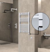 Radiva Haiti Elektrikli Havlupan 600x1000 Düz Beyaz Parlak (OneD On/Off ) Sağ 600 Watt - 1HAI06001000DB1PE8060 - Elektrikli Havlupan