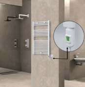 Radiva Haiti Elektrikli Havlupan 600x1000 Düz Beyaz Parlak (On/Off Düğmeli) 600 Watt - 1HAI06001000DB1PE1060 - Elektrikli Havlupan