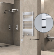 Radiva Haiti Elektrikli Havlupan 600x1100 Düz Beyaz Parlak (OneD On/Off ) Sol 600 Watt - 1HAI06001100DB1PE9060 - Elektrikli Havlupan