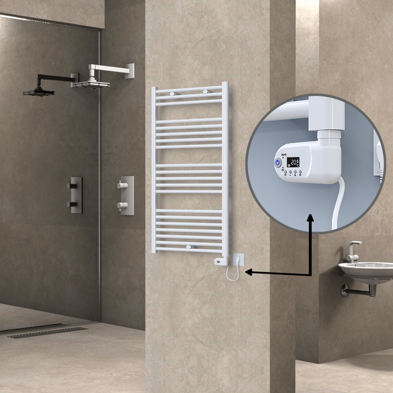Radiva Haiti Elektrikli Havlupan 600x1100 Düz Beyaz Parlak (Thesis Termostat) 600 Watt