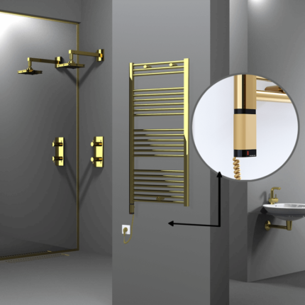 Radiva Haiti Elektrikli Havlupan 600x1200 Düz Altın Parlak (OneD On/Off ) Sol 300 Watt - 1HAI06001200DK2PE9030 - Elektrikli Havlupan