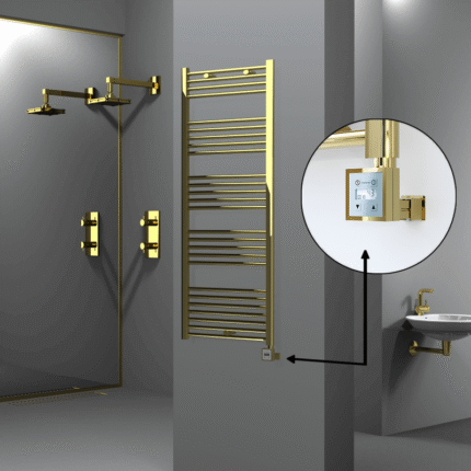 Radiva Haiti Elektrikli Havlupan 600x1500 Düz Altın Parlak (KTX3 Termostat) 600 Watt