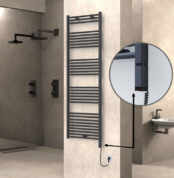 Radiva Haiti Elektrikli Havlupan 600x1800 Düz Antrasit Texture (OneD On/Off ) Sağ 1000 Watt - 1HAI06001800DB2TE8100 - Elektrikli Havlupan