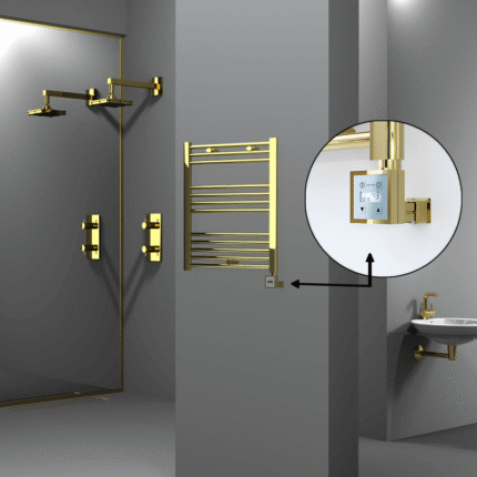 Radiva Haiti Elektrikli Havlupan 600x700 Düz Altın Parlak (KTX3 Termostat) 200 Watt