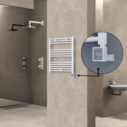 Radiva Haiti Elektrikli Havlupan 600x700 Düz Beyaz Parlak (KTX3 Termostat) 300 Watt - 1HAI06000700DB1PE7030 - Elektrikli Havlupan