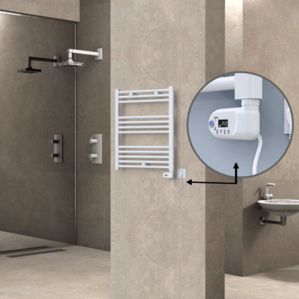 Radiva Haiti Elektrikli Havlupan 600x700 Düz Beyaz Parlak (Thesis Termostat) 300 Watt