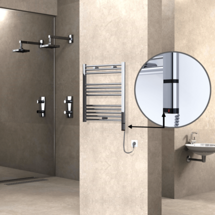 Radiva Haiti Elektrikli Havlupan 600x700 Düz Krom (OneD On/Off ) Sağ 200 Watt - 1HAI06000700DK1PE8020 - Elektrikli Havlupan