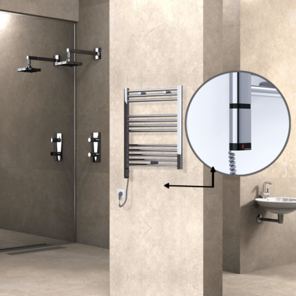 Radiva Haiti Elektrikli Havlupan 600x700 Düz Krom (OneD On/Off ) Sol 200 Watt - 1HAI06000700DK1PE9020 - Elektrikli Havlupan