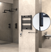 Radiva Haiti Elektrikli Havlupan 600x700 Düz Siyah Mat (OneD On/Off ) Sol 300 Watt