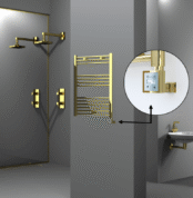 Radiva Haiti Elektrikli Havlupan 600x800 Düz Altın Parlak (KTX3 Termostat) 300 Watt