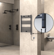 Radiva Haiti Elektrikli Havlupan 600x800 Düz Antrasit Texture (OneD On/Off ) Sağ 300 Watt - 1HAI06000800DB2TE8030 - Elektrikli Havlupan