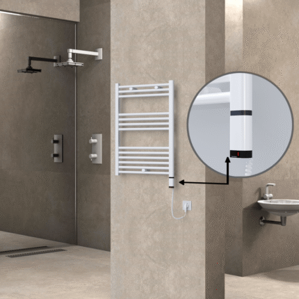 Radiva Haiti Elektrikli Havlupan 600x800 Düz Beyaz Parlak (OneD On/Off ) Sağ 300 Watt - 1HAI06000800DB1PE8030