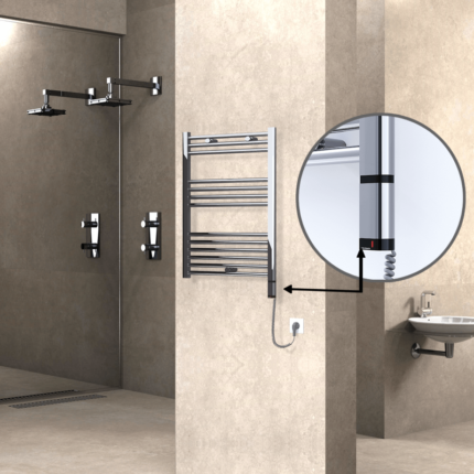 Radiva Haiti Elektrikli Havlupan 600x800 Düz Krom (OneD On/Off ) Sağ 300 Watt - 1HAI06000800DK1PE8030 - Elektrikli Havlupan