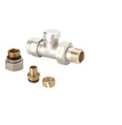 Radiva Radyatör Dönüş Vanası 1/2'' Düz (16*2mm Boru Bağl. Rakorlu) - 5GUNSDDPX16B1P - Havlupan ve Radyatör Vanaları