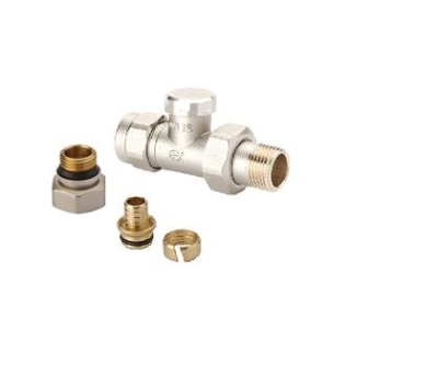 Radiva Radyatör Dönüş Vanası 1/2'' Düz (17*2mm Boru Bağl. Rakorlu) - 5GUNSDDPX17B1P - Havlupan ve Radyatör Vanaları