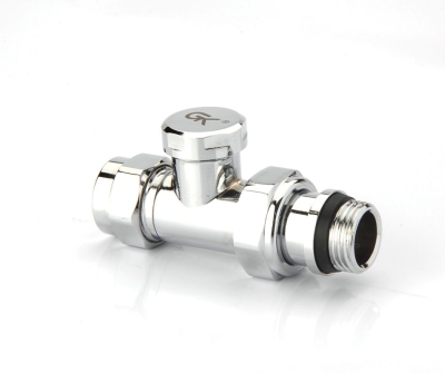 Radiva Radyatör Dönüş Vanası 1/2'' Krom Düz (16*2mm Boru Bağl. Rakorlu) - 5GUNSDDPX16K1P - Havlupan ve Radyatör Vanaları