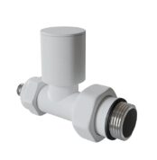 Radiva Radyatör Vanası 1/2'' Pütürlü Beyaz Düz Pex (Metal Volanlı 16*2mm Boru Bağl. Rakorlu)