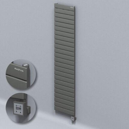 Radiva Tip 10H Elektrikli Çelik Dekoratif Radyatör 1772x400 Antrasit (KTX3 Termostat) 1000W - 210H17720400B2TE7100 - Elektrikli Radyatör