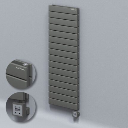 Radiva Tip 20H Elektrikli Çelik Dekoratif Radyatör 1180x400 Antrasit (KTX3 Termostat) 1000W - 220H11800400B2TE7100 - Elektrikli Radyatör